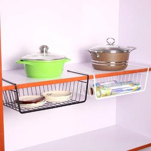 Ensembles de vaisselle Support de rangement Organisateurs de fer suspendus Paniers sans poinçon Supports de style tiroir sous étagère Grille métallique Étagères de réfrigérateur