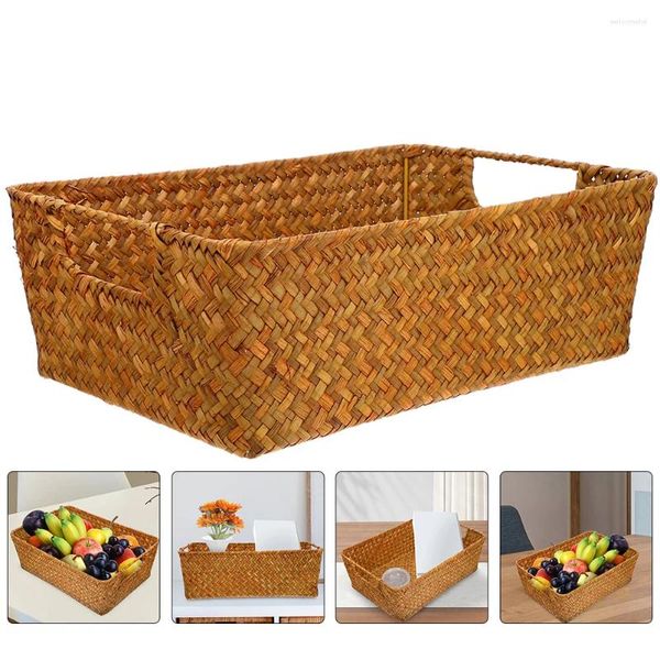 Ensembles de vaisselle Panier à pain en paille Rangement de bureau Paniers décoratifs Panier tissé à la maison Accessoires de conteneur Fourniture en osier pratique