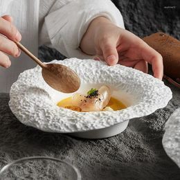 Ensembles de vaisselle de paille bol de pâtes assiette en céramique salade de champignons maison soupe profonde club de haute qualité