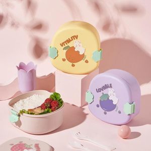 Diny Sets Student Lunch Box Portable Compartiment Design Pack Rice Container PP Materiaal Cartoon Fruit Bento School STRID