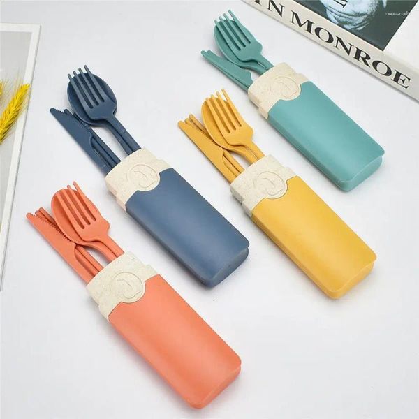 Ensemble de vaisselle pour le bureau étudiant Portable Wheat Prew Cutlery Spoon Fork Table Valer