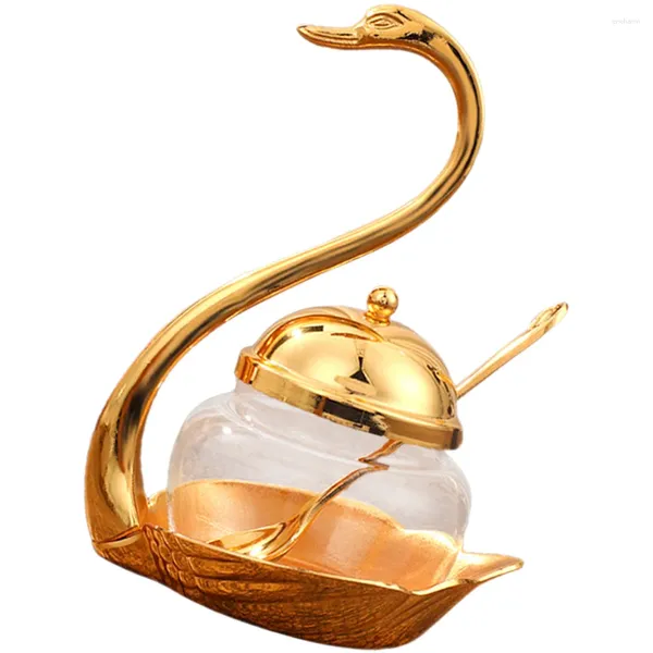 Ensembles de vaisselle Sugar Bowl Swan Sasoning pot Condiment Spices Momeding Container Kitchen Can Glass Salt Plats