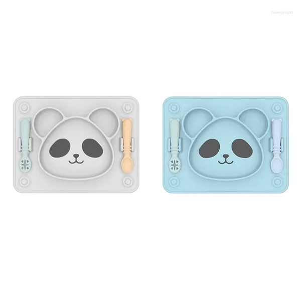 Juego de vajillas Placas complementarias -Capas de alimentación de placas para niños Platos de pegamento de silicio Utensilios de alimentación 1Set