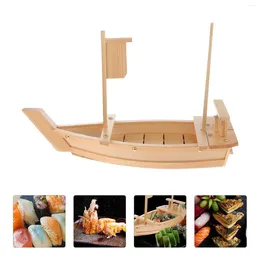 Ensembles de vaisselle Sushi bateau forme assiette assiettes jetables vaisselle maison bois affichage Style japonais plateau décor gâteau carré