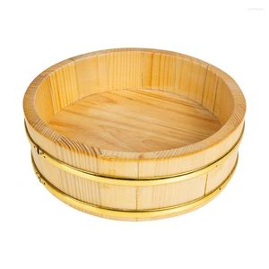 Ensembles de vaisselle Sushi Seau Cuisine Conteneur de stockage Servant Plateau en bois japonais Baril de cuisson Plateaux de mélange de riz pratiques en bois