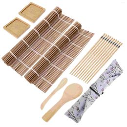 Ensembles de vaisselle Kit d'approvisionnement de fabrication de sushis Bambou Rolling tapis diy gadget tool outils de cuisine cuillère