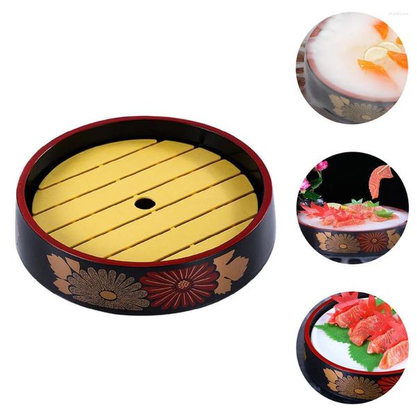 Conjuntos de vajilla Plato de sushi Accesorio de sashimi Bandeja de escritorio Platos para servir de madera para el hogar Plato de suministro Plato de madera redondo multifunción
