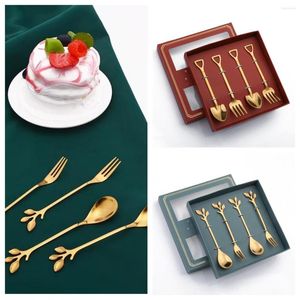 Ensembles De Vaisselle Vaisselle Ustensiles De Cuisine Couverts En Acier Inoxydable Ensemble Feuille Pelle Soupe Cuillère Fourchette Pour La Maison Cuisine Dîner De Mariage Enfants Cadeau