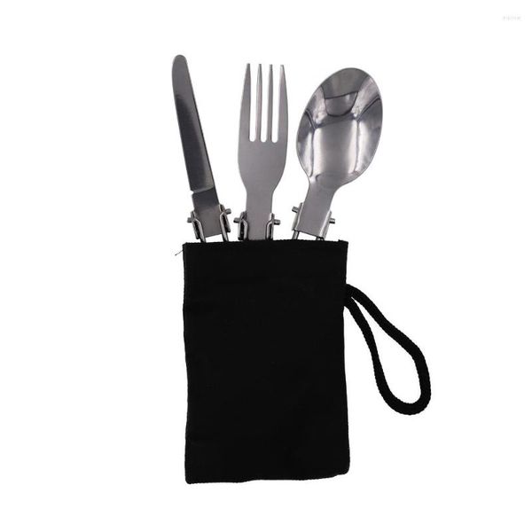 Ensembles de vaisselle vaisselle couteau fourchette et cuillère trois en un Protection de l'environnement pliant Camping sac extérieur Portable
