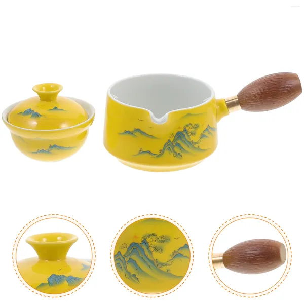 Ensembles de vaisselle bouilloire à thé théière en céramique poignée latérale service à thé Rotation à 360 degrés théières de brassage en vrac voyage