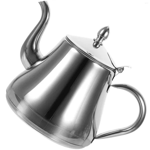Ensembles de vaisselle théière en acier inoxydable 1 litre bouilloire à thé verser sur une cafetière en argent cuisinière chauffe-eau Camping