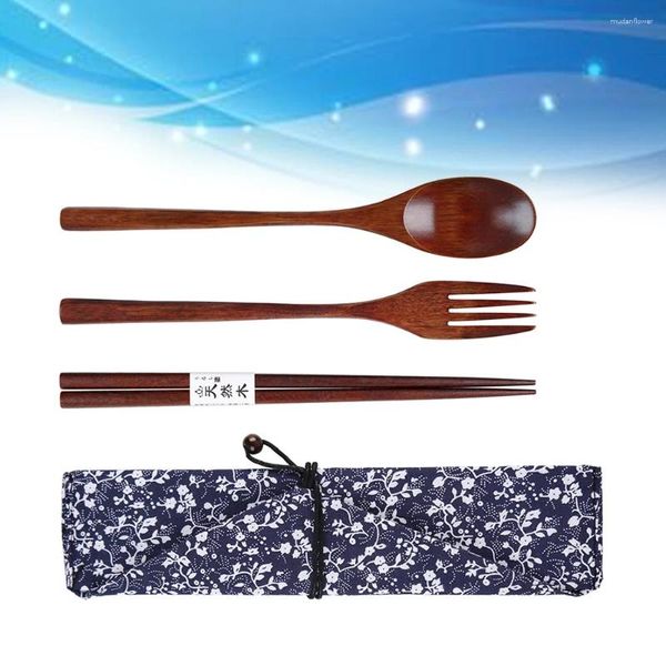 Juntos de vajilla Traje de tres piezas Utensilios para acampar para niños Cortilleros chinos Cuchería Spoon Chopsticks