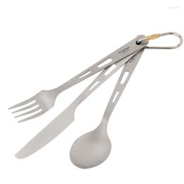 Diny sets Tiartisan titanium vork mes lepel set rundvlees fruit bestek