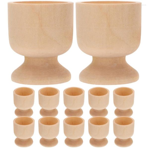 Juegos de vajilla Herramientas para niños Bandeja DIY Soporte de madera Taza Juguetes preescolares Artesanía Soporte para huevos Adorno