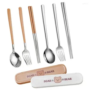 Juegos de vajilla Cades de viaje Juego de vajillas portátiles Chopstick Chopstick Spoon Camping Plegable Picnic Accesorios de cocina para el hogar