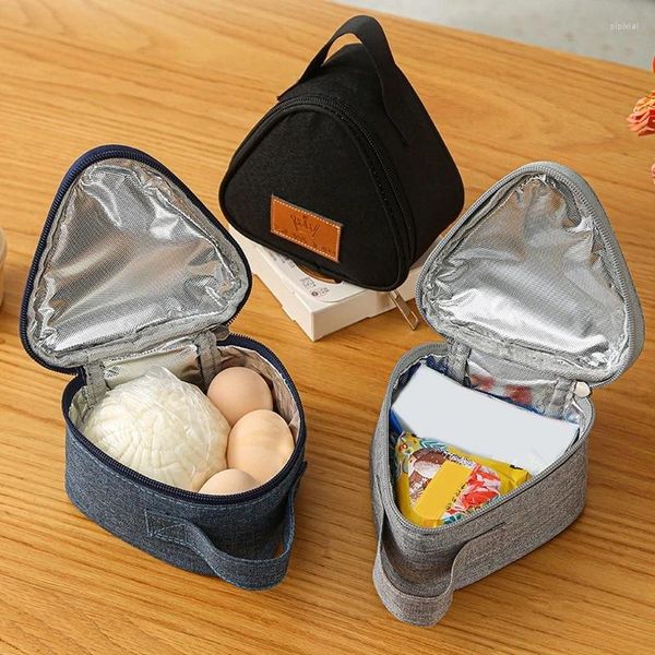 Ensembles de vaisselle sac d'isolation triangulaire avec poignée Portable Mini feuille d'aluminium étudiant boule de riz boîte à déjeuner en plein air