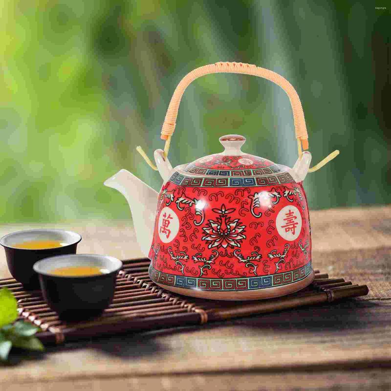 Conjuntos de louça Vintage Chaleira de Chá Estilo Chinês Bule de Cerâmica Porcelana de Água com Alça