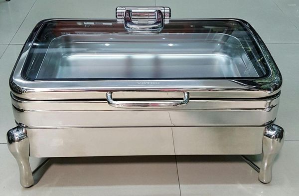 Conjuntos de vajilla VOTOO 9L Venta al por mayor Elegante Royal Catering Sirviendo Buffet Calentador SS304 Acero inoxidable El Plato de frotamiento usado para la venta