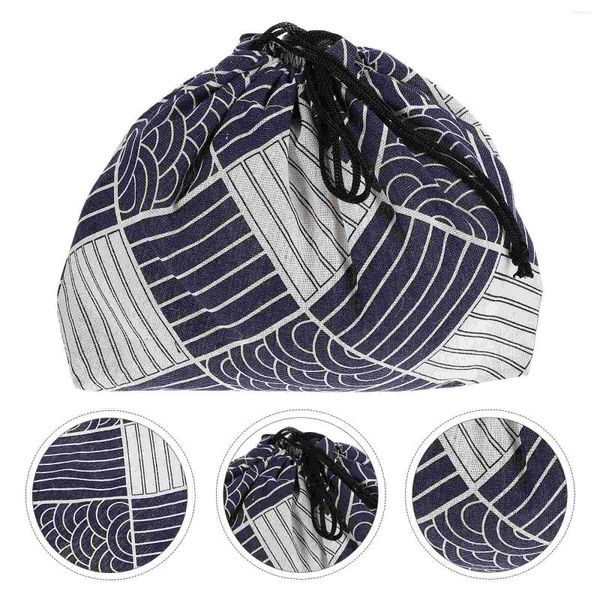 La vaisselle place le sac à lunch léger de cordon de serrage de style japonais lavable pour le stockage extérieur de pique-nique