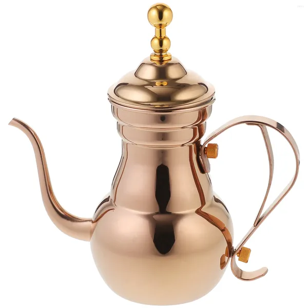 Ensembles de vaisselle Bouilloire à eau Cafetière arabe avec poignée Théière en métal Acier inoxydable Long bec étroit Voyage