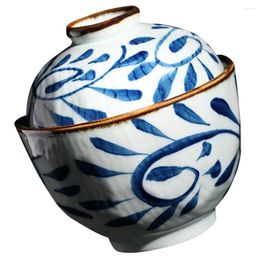 Conjuntos de louça à prova d'água Stew Pot Tampa Multi-função Tigela de vapor Microondas Ramen Yolk Noodle Cerâmica Japonesa