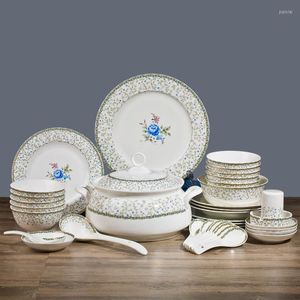 Dijkartikelen Sets Wedding Jingdezhen Bone China servies Set Bowl en Plate 56 Pieces Ceramic Huishouden