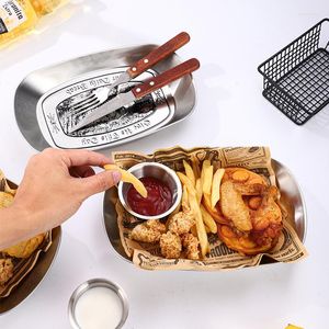 Ensembles de vaisselle Restaurant occidental assiette rétro frites américain créatif fer blanc petit plateau fruits secs Snack