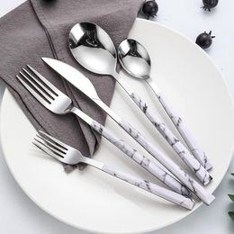 Dijkartikelen Sets Western Set Imitatie Wood Handgreep Roestvrij staal 20/30 PCS STEAK TAFEL KLEID VORK LEVEN Dessert Cutlery Setsdinnerware