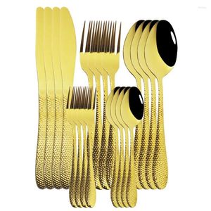 Dijkartikelen Sets Western Tableware Zilverwerk Set Dinner Knife Vork Lepel 20 stks roestvrijstalen gouden plaat bestek