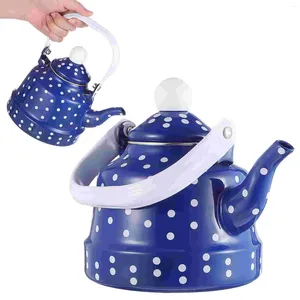 Ensembles de vaisselle Bouilloire à thé sifflante Théière en émail à points classiques avec une bonne poignée pour le bureau à domicile