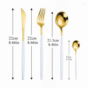 Ensembles de vaisselle Ensemble de couverts blanc et or Vaisselle en acier inoxydable Cuisine Cuillère Fourchette Couteau 4Pcs Dîner Couverts complets