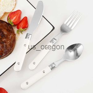 Servies Sets Wit Handvat Voor Keuken Bestek Set Europees Roestvrij Staal Servies Western Steak Mes Vork Lepel Thuis Zilver Servies x0703