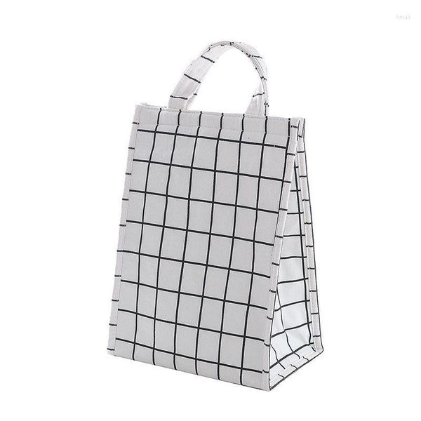 Ensembles de vaisselle Plaid blanc épaissi Portable déjeuner Camping sac isolé grande boîte de stockage