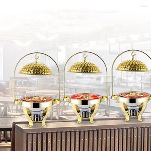 Serviessets Groothandel Catering Buffetverwarmer Roestvrijstalen gouden komfoorset met hangend deksel