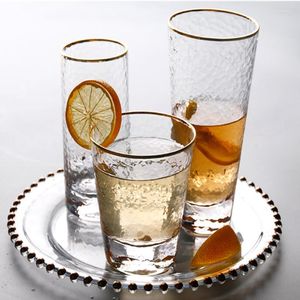 Ensembles de vaisselle Tasse à vin Bord doré Jus de verre Haute qualité Cristal lucide Rouge Grande capacité Six tailles différentes Vaisselle Boissons