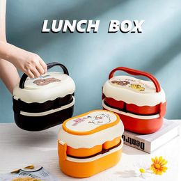 Din sets Sets vrouwen schattige Bento Box Cartoon Lunch For Kids Double Layer Container Opslag draagbare lunchbox Japanse stijl Snack Case