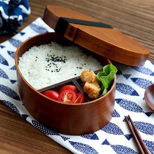 Ensembles de vaisselle Boîte à lunch en bois Bento japonais Cuillère en bois Fourchette Baguettes Petite boîte à lunch pour enfants Conteneur de couverts de voyage scolaire