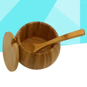 Ensembles de vaisselle Pot de stockage de scellage en bois avec couvercle Récipient de céréales de cylindre japonais pour le grain de cuisine à domicile