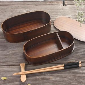 Ensembles de vaisselle en bois boîte à Bento déjeuner étudiants japonais adultes vaisselle Sushi riz bol Portable pique-nique conteneur