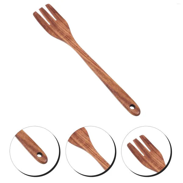 Ensembles de vaisselle fourchette en bois cuisinière Portable cuisine ustensiles de cuisine outil friture salade ménage longue poignée ustensiles