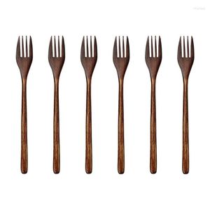 Din sets Sets houten vorken 6 stuks milieuvriendelijk Japans hout salade diner fork tabel voor kinderen volwassen