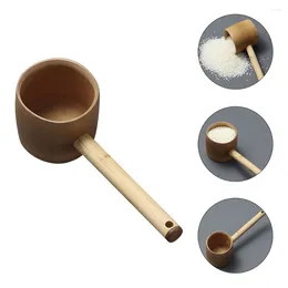 Ensembles de vaisselle cuillère en bois récipient à sel de bain pour bébé louche de bain cuillères Gadget de cuisine en bambou