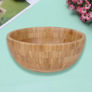 Juegos de vajilla Utensilios de madera Tazón para comer Vajilla Decorar 20X20CM Hogar Cocina Ensalada Marrón Bambú