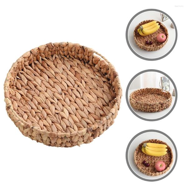 Ensembles de vaisselle panier de fruits tissé support de plateau de maquillage rangement artisanal support rond naturel poêle à pain pratique