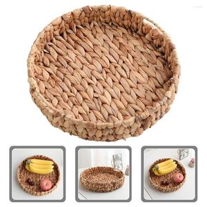 Ensembles de vaisselle tissé panier de fruits support de rangement créatif décoratif bureau Dessert cuisine ronde Table basse plateau