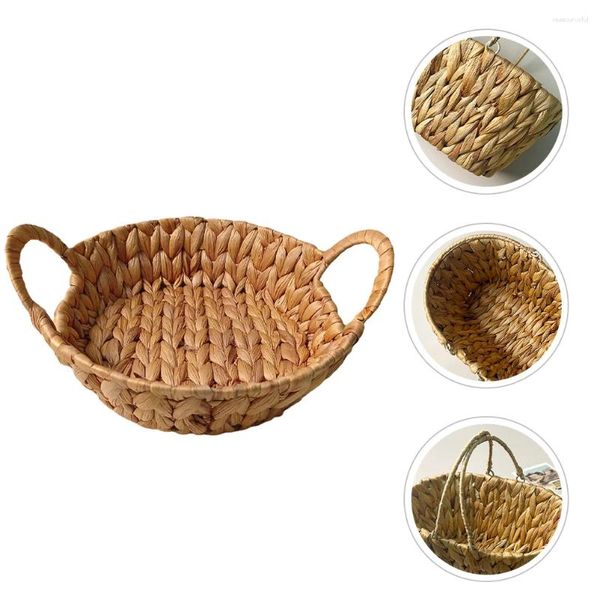 Ensembles de vaisselle de panier à fruits tissés étagères de rangement des étagères binaurales servant un petit support de bureau en fer à pain