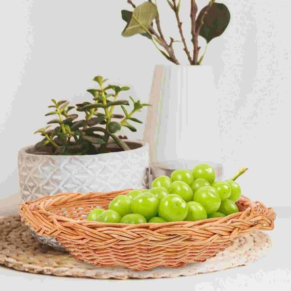 Ensembles de vaisselle tissé panier de fruits plateau assiette en osier habiller servant pour la maison fruits décoratifs porte-pain paniers cadeaux vides