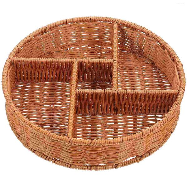 Ensembles de vaisselle Boîte de rangement tissée Panier de fruits secs Conteneur domestique Dessert Présentoir Plateau Porte-compartiment Snack Multi-grille Noix