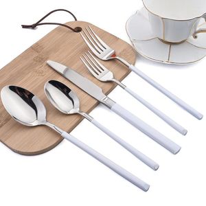 Ensembles de vaisselle Zoseil ensemble de vaisselle couteau fourchette cuillère à thé Western acier inoxydable 30 pièces blanc argent appareils de cuisine