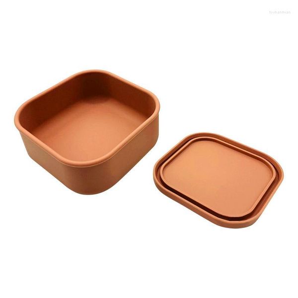 Caja Bento de silicona para vajilla, hecha de platino LFGB, contenedor alemán para microondas, congelador y horno, apto para almuerzo y refrigerio